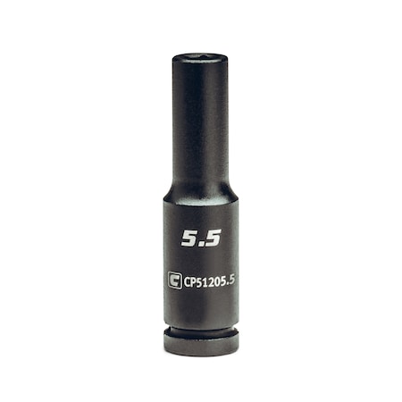Capri Tools 1/4 in Drive 5.5 mm 6-Point Metric Deep Impact Socket CP51205.5